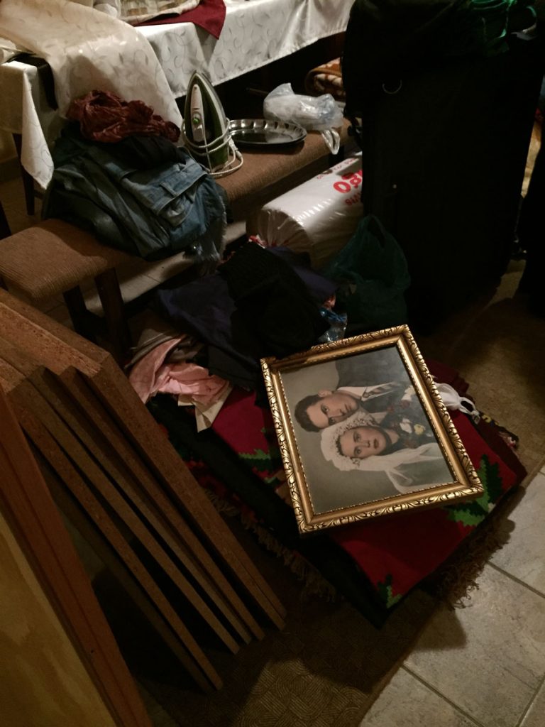 a wedding portrait and personal belongings