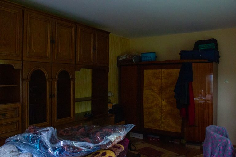 bedroom interior with closets