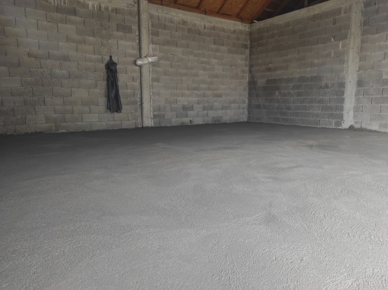 fresh concrete in a garage