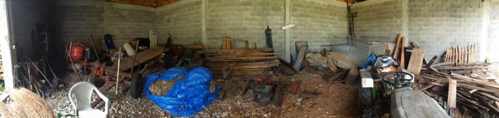 various machines and tools in a garage