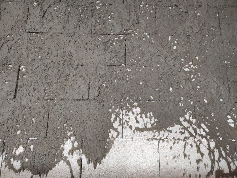 a detail of a mortared wall