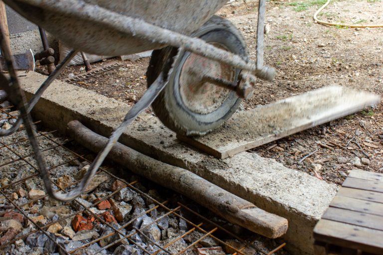 a wheel of a wheelbarrow