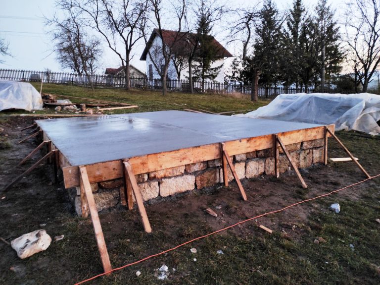 a concrete foundation