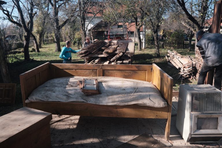 an old wooden cottage disassembling process