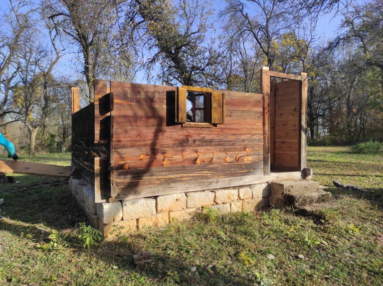 an old wooden cottage disassembling process
