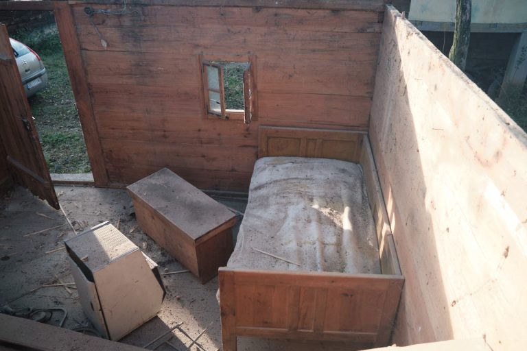 an old wooden cottage interior from above