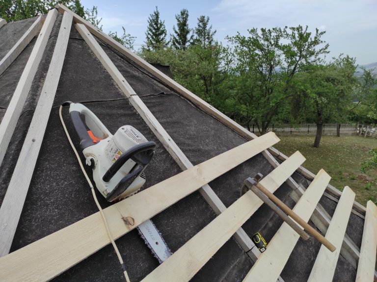 a chainsaw on a new roof