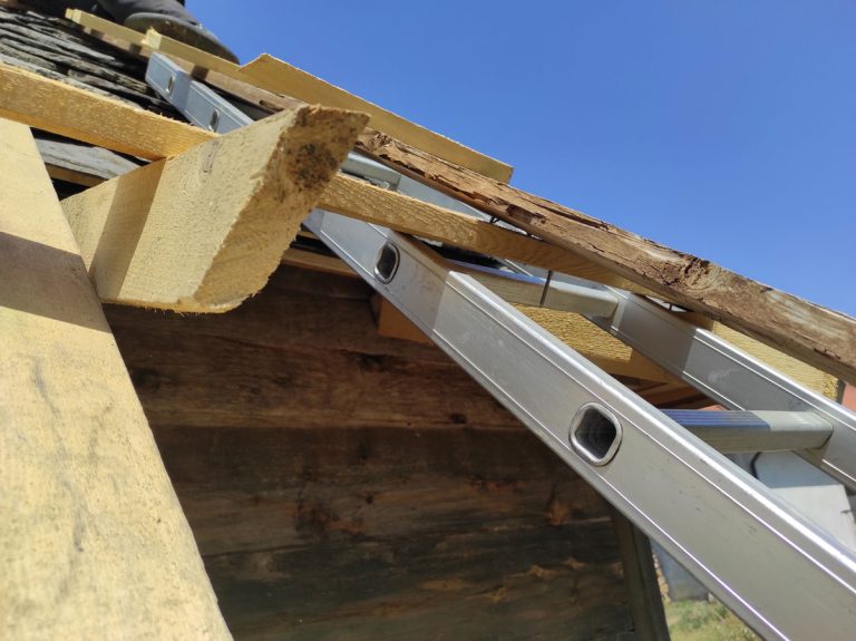ladder on a roof construction detail
