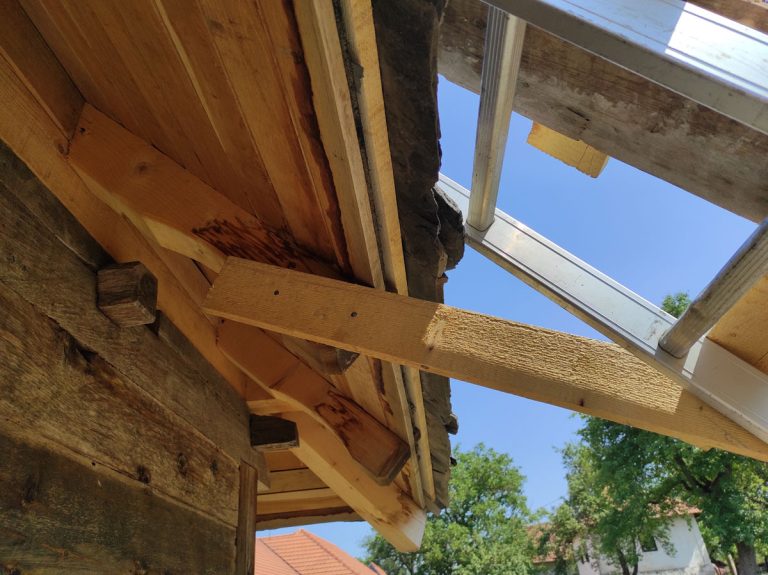 ladder on a roof construction detail