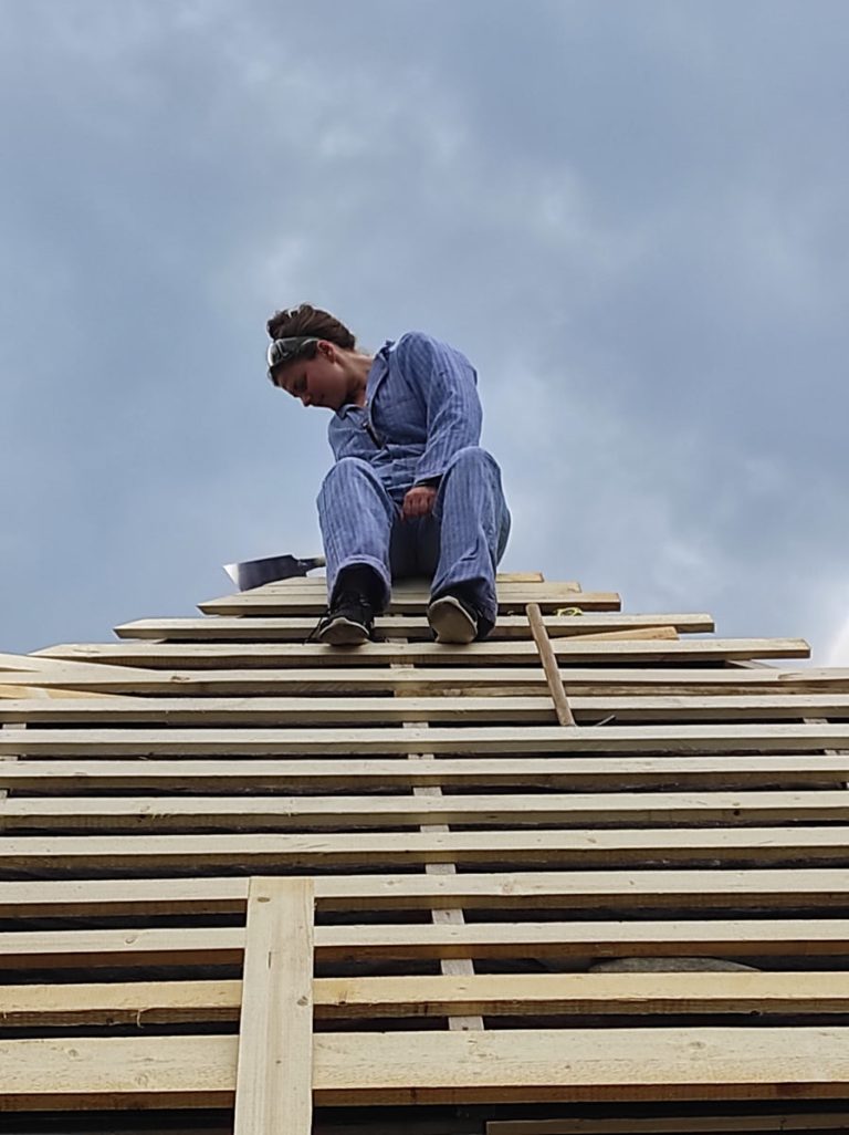 a worker on a new work construction