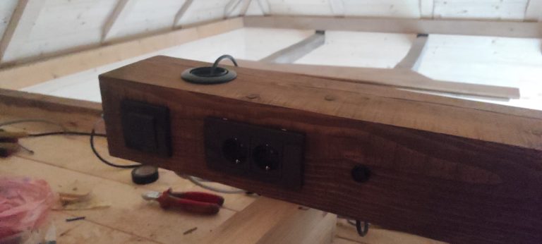 an old wooden cottage interior electricity instalation