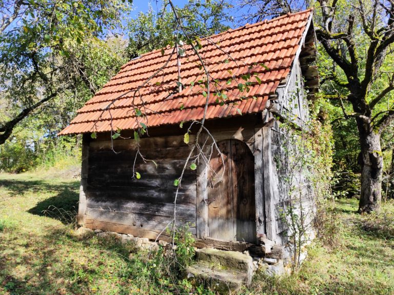 an old wooden cottage in nature
