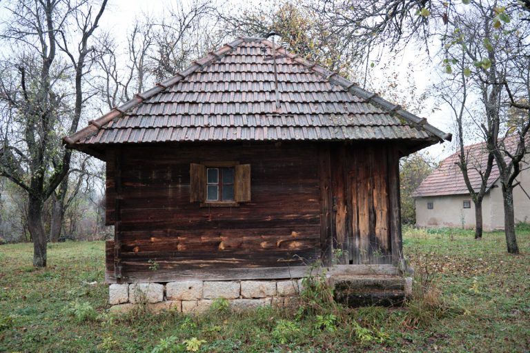 an old wooden cottage in nature