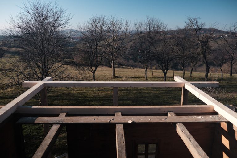 a wooden cottage construction
