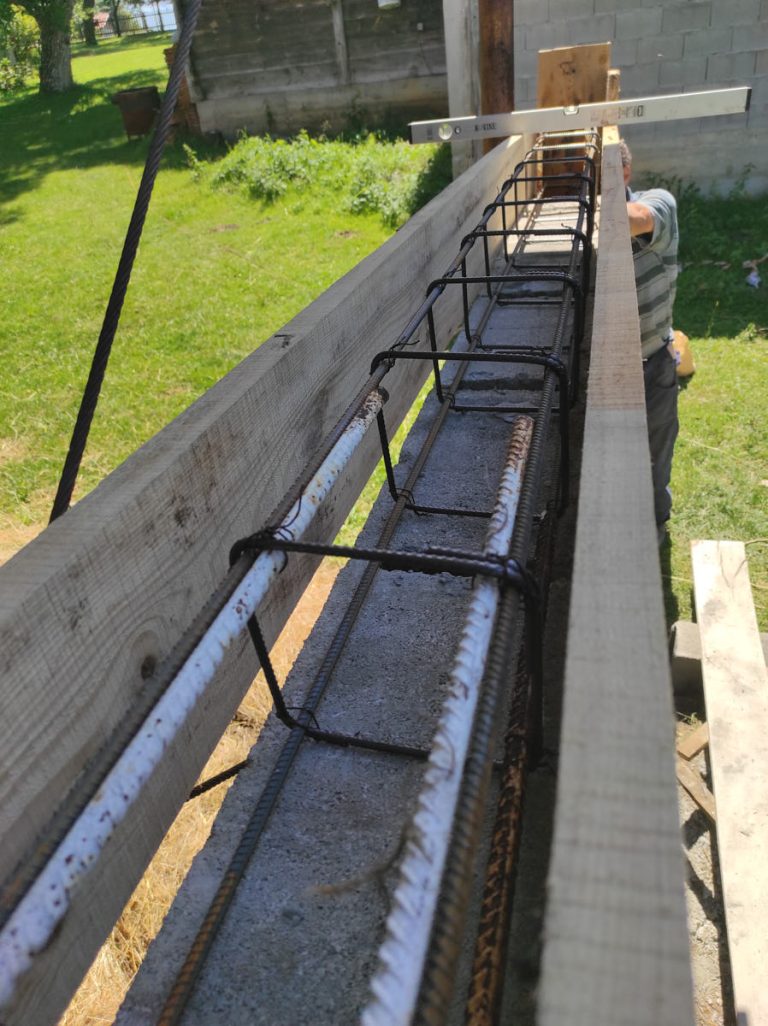 a wooden formwork with reinforcement