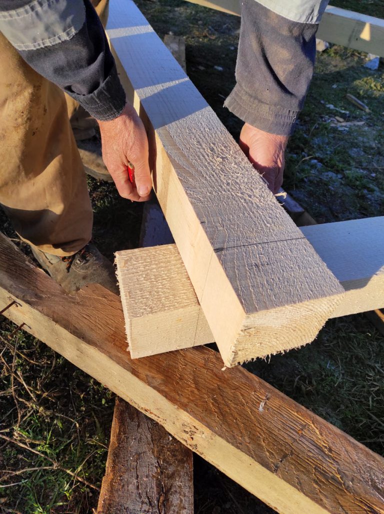 a wooden beams intersection