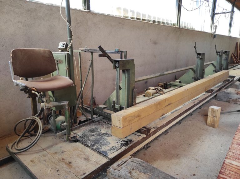 wooden beams in a sawmill