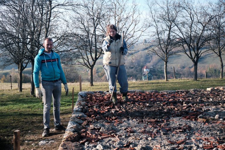 workers building a cottage foundation slab
