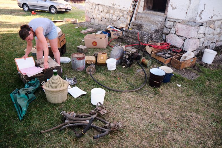 a girl during a spring claning