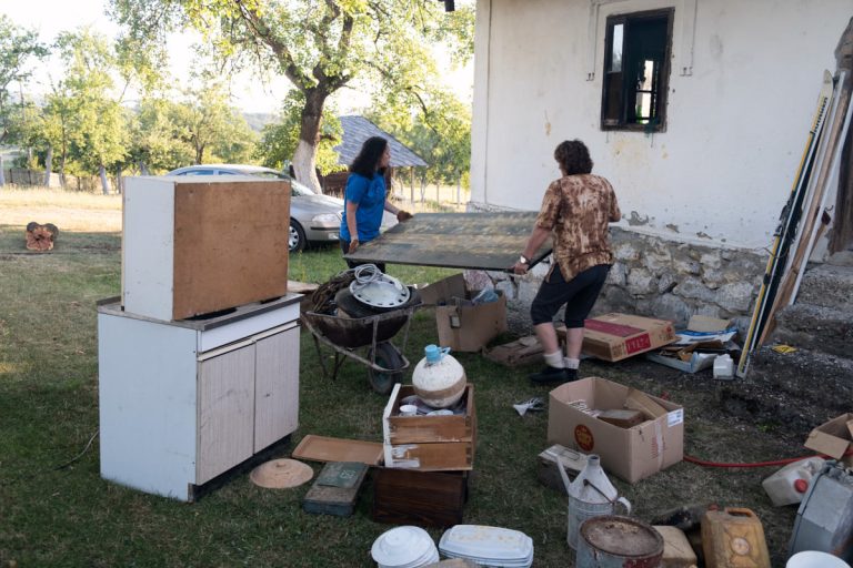 women during a spring cleaning of an old house