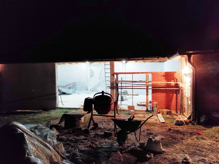 a construction site during night