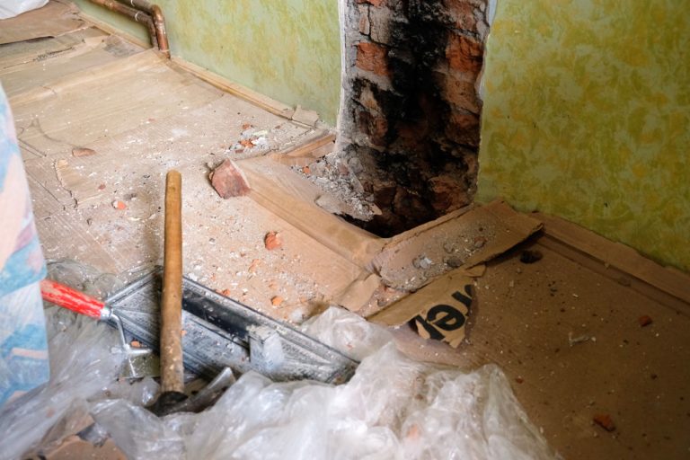 a hole in a floor for a chimney