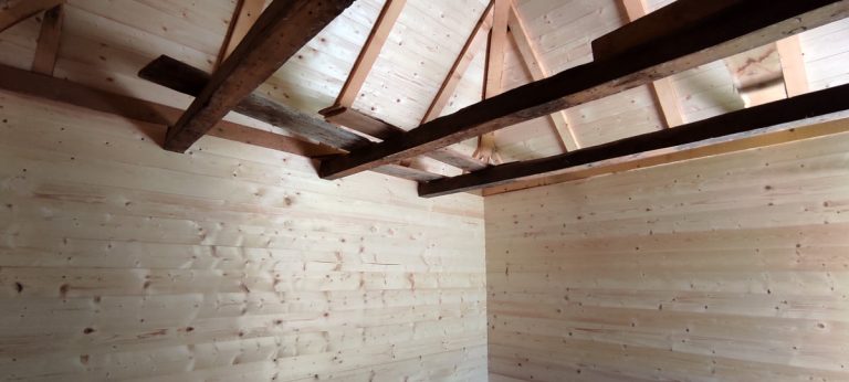 an old wooden cottage interior