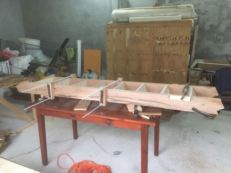 a wooden staircases in a workshop