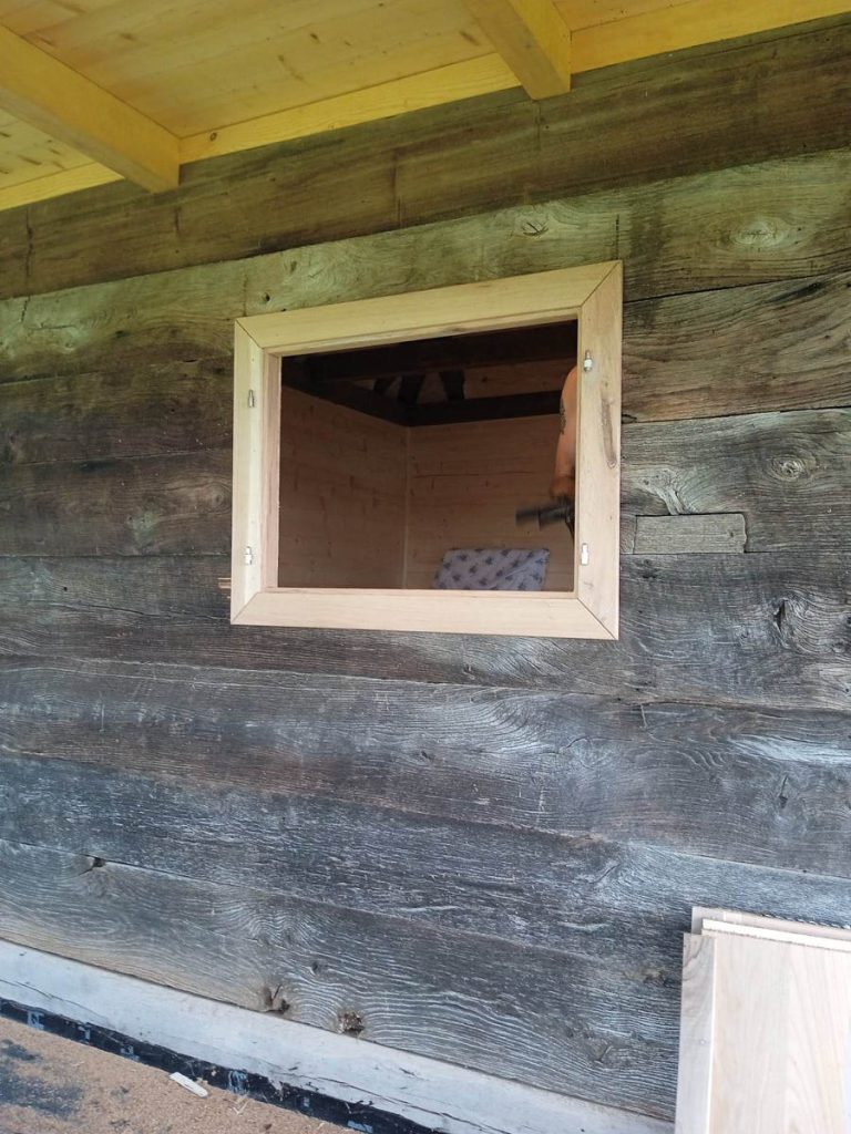 a window frame in a cottage