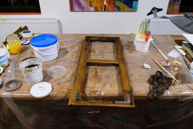 a window frame staining process